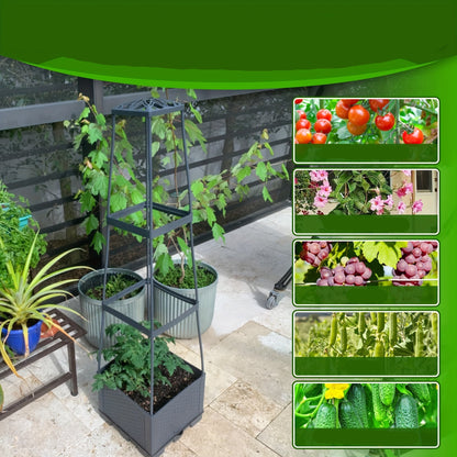 Self-Watering Raised Garden Bed Planter – Trellis & Wheels for Tomatoes, Climbing Vegetables & Indoor/Outdoor Gardening Made Easy