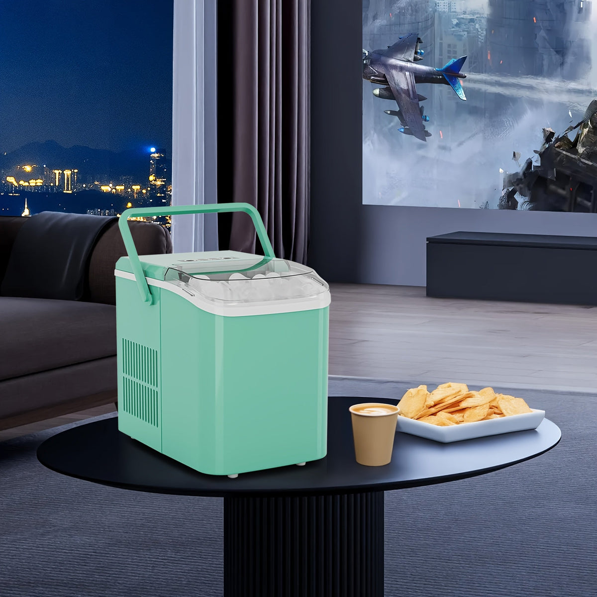 Portable Ice Nugget Maker – 26.5lbs Daily Output, Self-Cleaning, 9 Ice Cubes in 6 Minutes, Perfect for Kitchens, Parties, Camping & RVs