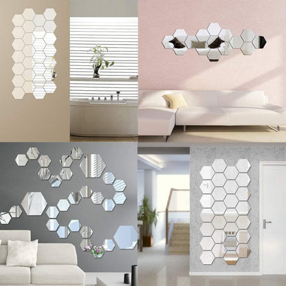 Hexagonal Acrylic Mirror Wall Sticker