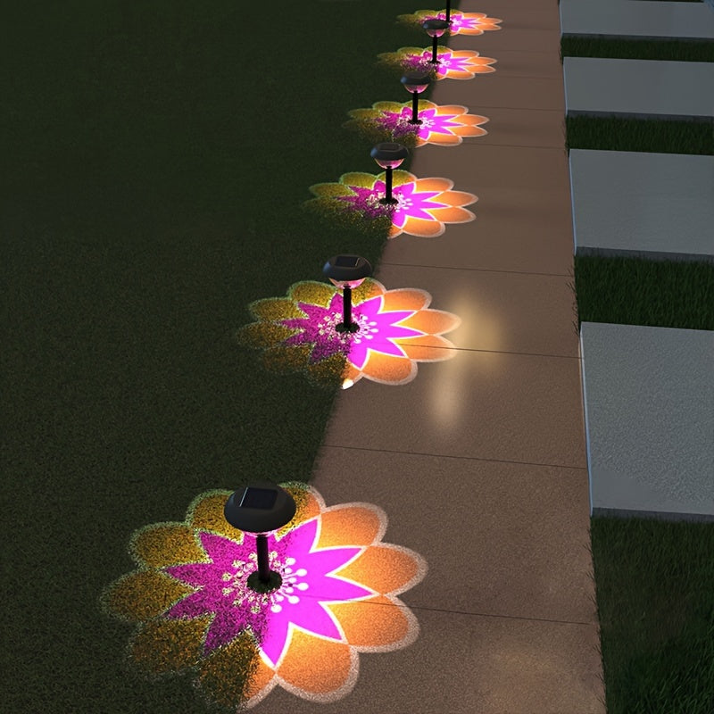 Waterproof LED Solar Outdoor Lights –  Flower Illumination Garden Landscape Lamps for Pathway, Patio, Driveway, and Energy-Saving Night Décor