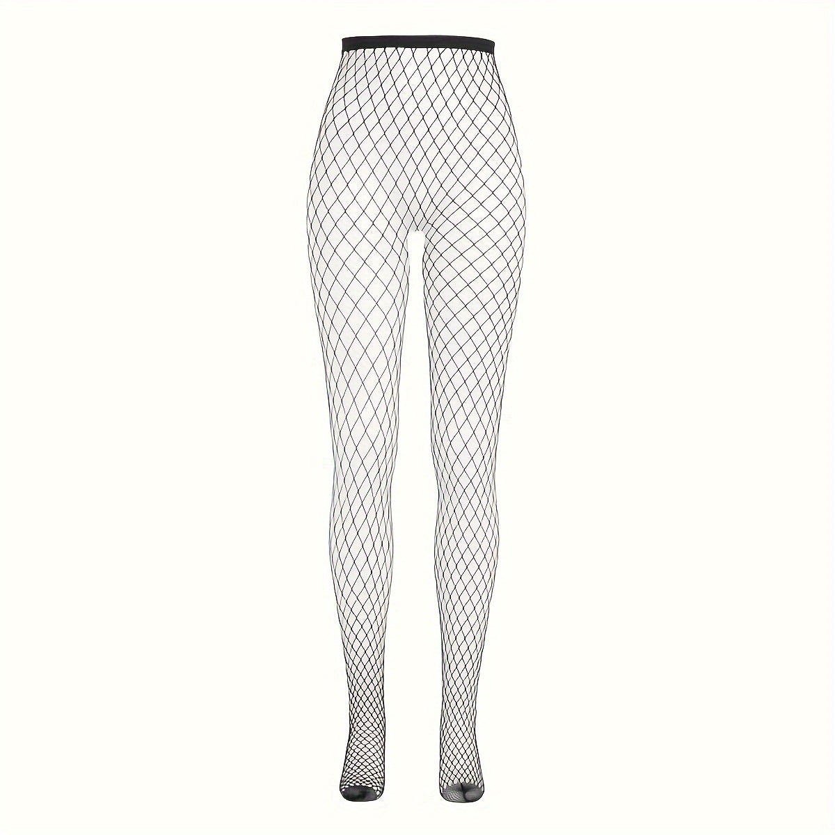 High-Waisted Plus Size Fishnet Tights – 2 Pairs Stretchy Lace Hollow Knit Design Ideal for Cosplay, Parties, or Flirty Street Style