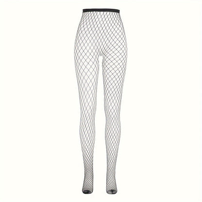 High-Waisted Plus Size Fishnet Tights – 2 Pairs Stretchy Lace Hollow Knit Design Ideal for Cosplay, Parties, or Flirty Street Style