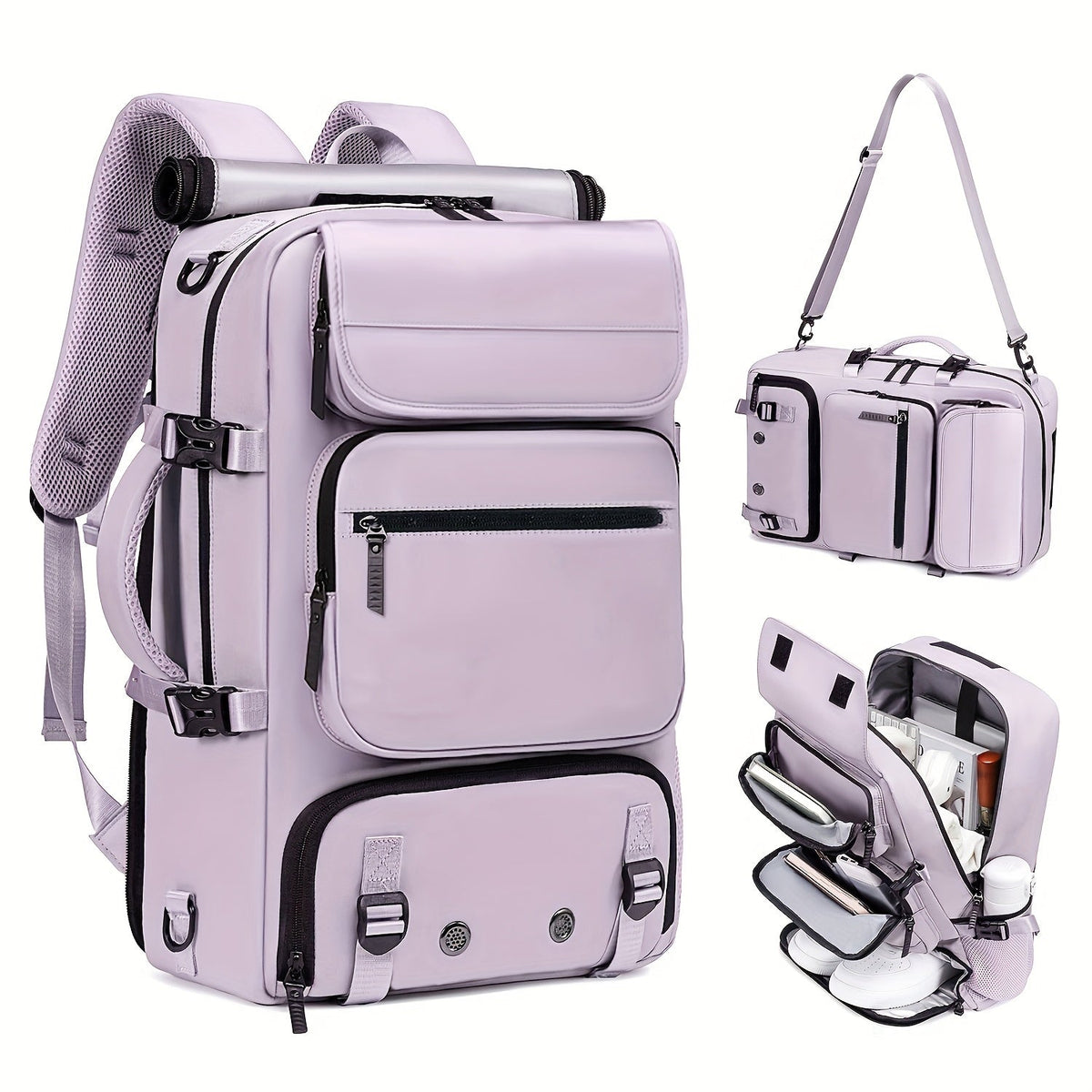 Large-Capacity Travel Backpack with Shoe Compartment – Lightweight Laptop Daypack with Charging Port, Multi-Functional 3-in-1 Design for Travel, Business, and Outdoor Adventures