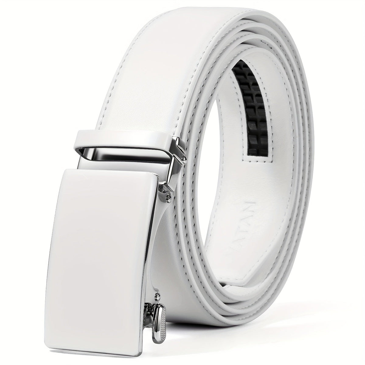 Men’s Leather Ratchet Belt – Adjustable Automatic Buckle Dress Belt with Gift Box, 35mm Premium Classic Accessory