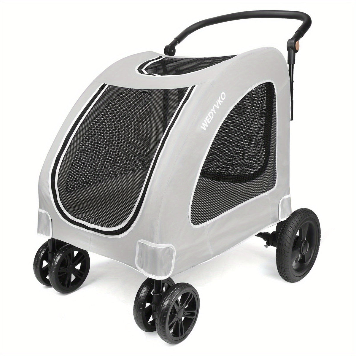Spacious Heavy-Duty Pet Stroller – 120lb Capacity Dog & Cat Travel Stroller with 360° Wheels, Mesh Panels & One-Step Folding Design for Outdoor Adventures