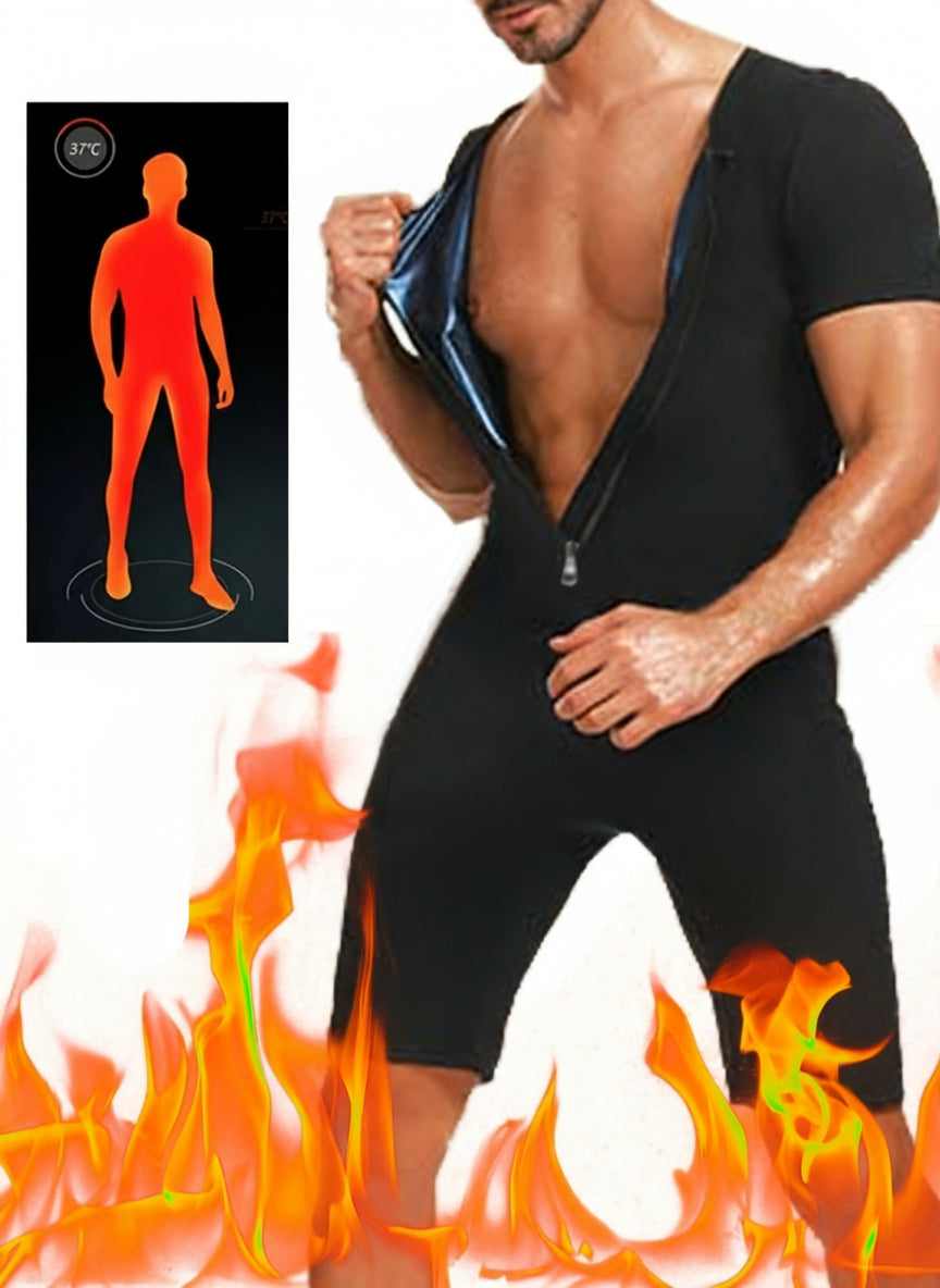 Breathable Mesh Full Body Sweat Suit - Men's Warm Fitness Tights - Polyester Zipper Sports Top for Gym, Yoga, Hiking, Camping - Round Neck, Solid Color, Suitable for All Seasons