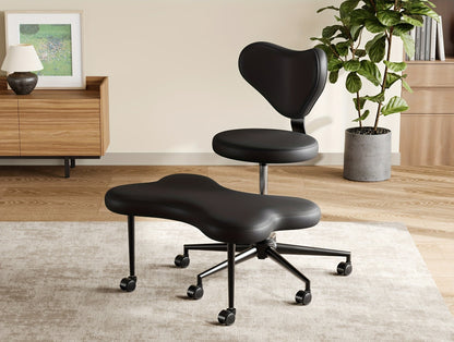 Cross-Legged Meditation Chair – Height Adjustable, Ergonomic Back Support, ADHD-Friendly Design, Smooth Wheels, Velvet or PU Leather Finish for Comfort and Flexibility