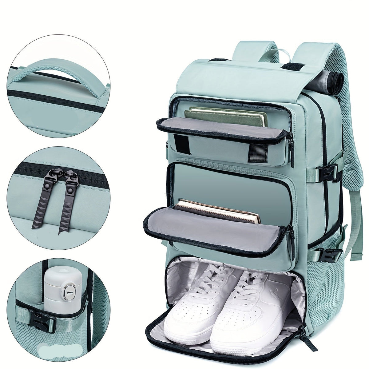 Large-Capacity Travel Backpack with Shoe Compartment – Lightweight Laptop Daypack with Charging Port, Multi-Functional 3-in-1 Design for Travel, Business, and Outdoor Adventures