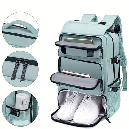 Large-Capacity Travel Backpack with Shoe Compartment – Lightweight Laptop Daypack with Charging Port, Multi-Functional 3-in-1 Design for Travel, Business, and Outdoor Adventures