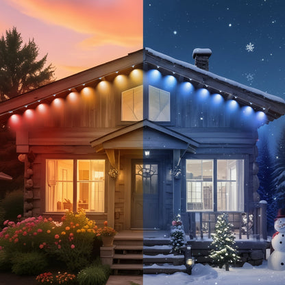 Permanent Outdoor Smart Eave Lights – 50ft/100ft Multi-Mode LED Holiday Lighting for Christmas, Halloween & Year-Round Decor