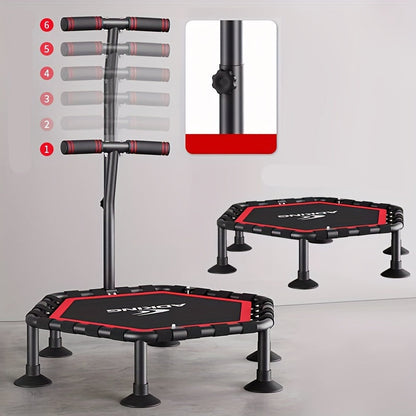 Foldable 50-Inch Hexagon Trampoline – Indoor Fitness Fun for Kids and Adults, Space-Saving Exercise Equipment for Cardio at Home