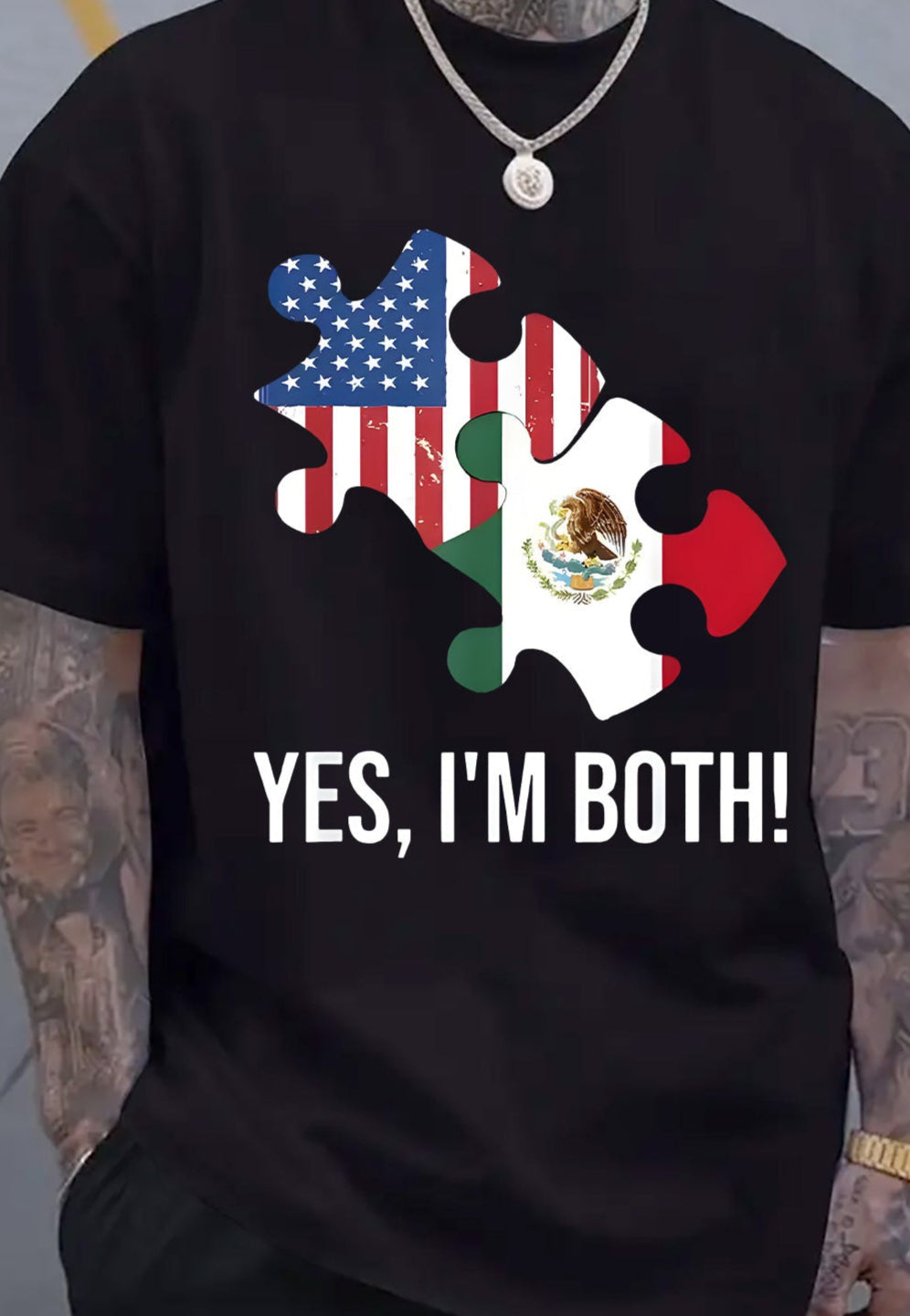 Men’s Dual-Cultural Graphic T-Shirt – Celebrate Heritage with Breathable Casual Tee Featuring USA & Mexico Flag Design for Summer Vibes