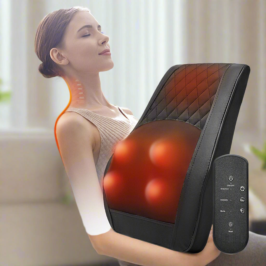 Deep Tissue Kneading Massage Pillow with Heat – 3D Massager for Intense Relief for Neck, Back, and Shoulders with Powerful Rollers and Therapeutic Heat Therapy