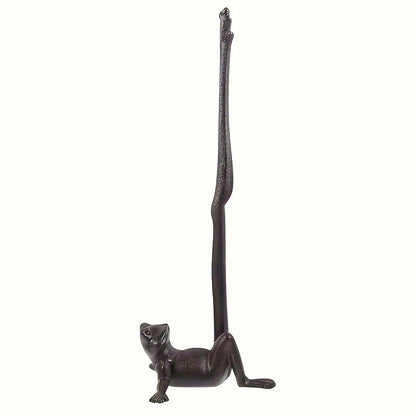 Rustic Frog Towel Holder – American Style Hand Towel Stand, Freestanding Toilet Paper Rack with Decorative Country Charm