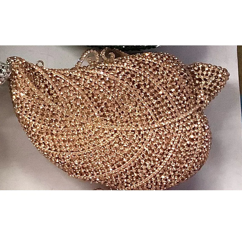 Crystal Tree Leaf Clutch – Women’s Gold, Orange, Green & Blue Diamond Evening Bags for Weddings, Parties & Luxury Fashion