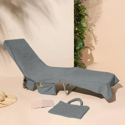 Extra-Large Quick Dry Beach Lounge Chair Towel – Microfiber Spa Pool Towel with Handy Pockets for Travel and Relaxation