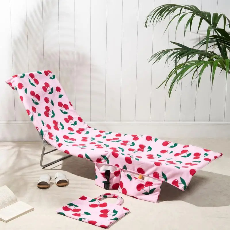 Extra-Large Quick Dry Beach Lounge Chair Towel – Microfiber Spa Pool Towel with Handy Pockets for Travel and Relaxation