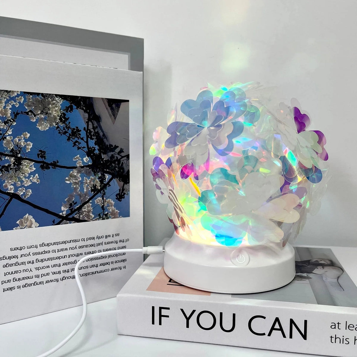 Northern Lights Moon, Cherry Blossom and Wave Shaped Lamp – Dreamy Colorful Night Light for Bedroom & Gifts