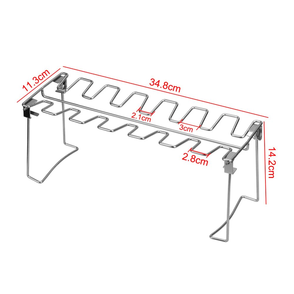 Chicken Leg Rack for Grill -  Premium Stainless Steel Barbecue Chicken Drumstick Holder with Drip Tray