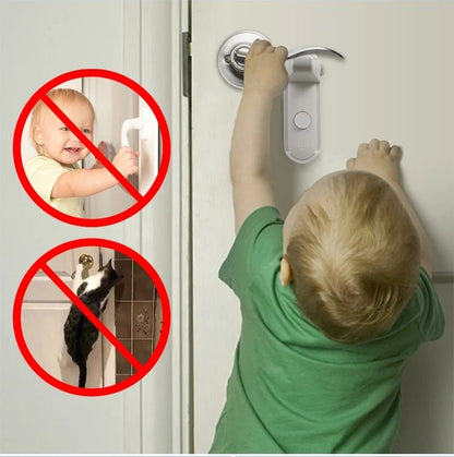 Childproof Door Lever Lock – Baby Safety Door Handle Lock for Toddlers and Pets, Adhesive Mount, Single Lock