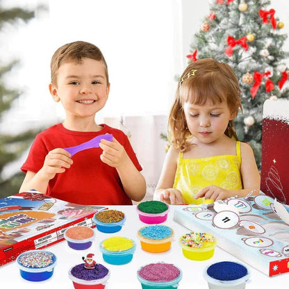 Christmas Advent Calendar 24 Days Crystal Mud Blind Box - Christmas Countdown Toy for Children
