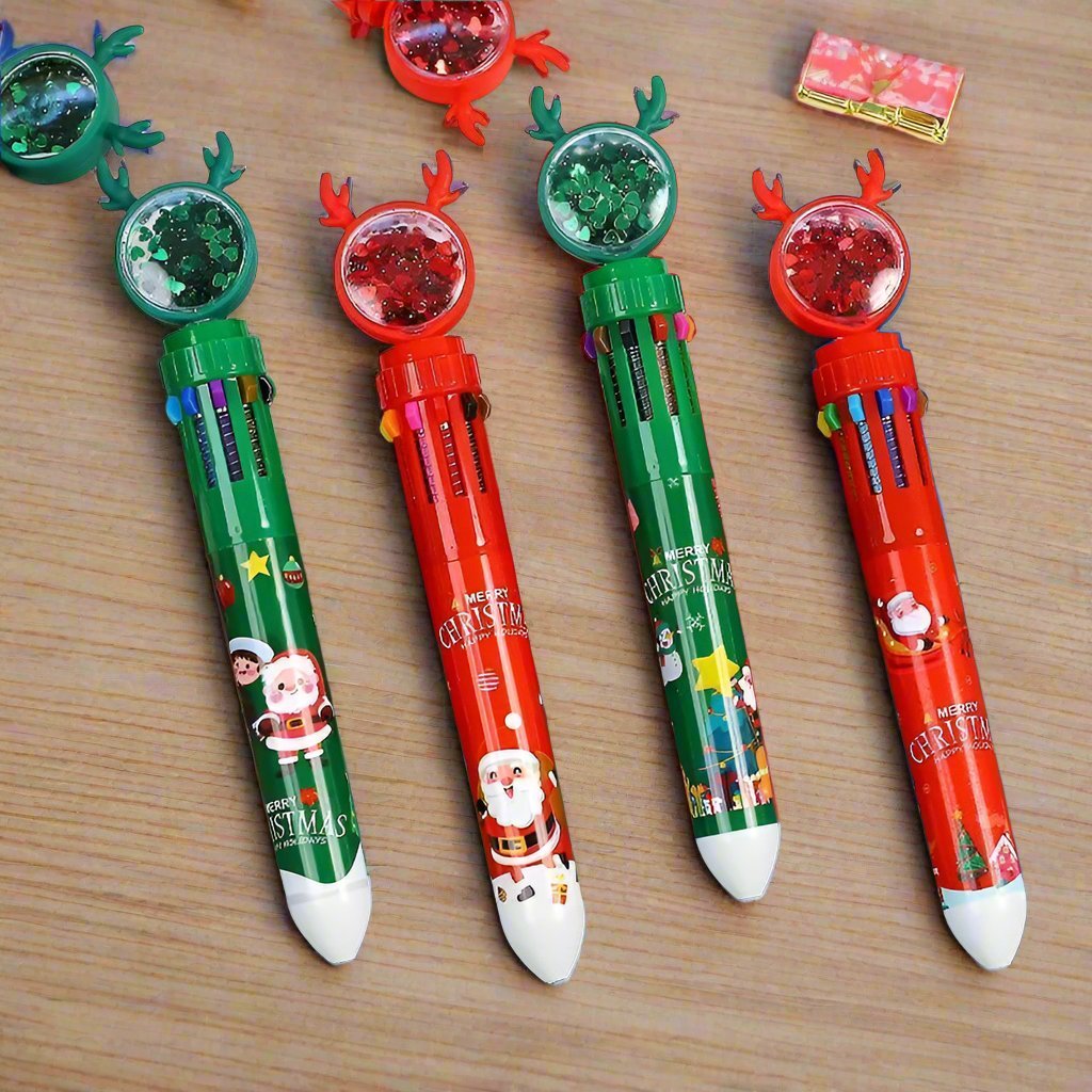 Christmas Ballpoint Pen Set with Adorable Cartoon Elk Charms – Perfect Gifts for Kids This Merry Season & New Year