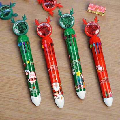 Christmas Ballpoint Pen Set with Adorable Cartoon Elk Charms – Perfect Gifts for Kids This Merry Season & New Year