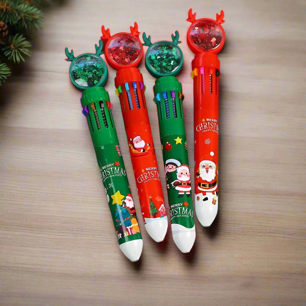Christmas Ballpoint Pen Set with Adorable Cartoon Elk Charms – Perfect Gifts for Kids This Merry Season & New Year