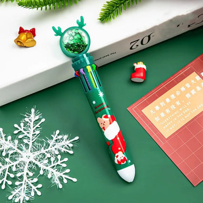 Christmas Ballpoint Pen Set with Adorable Cartoon Elk Charms – Perfect Gifts for Kids This Merry Season & New Year