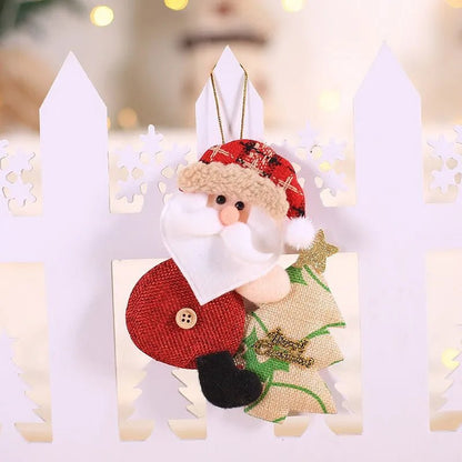 Christmas Tree Plush Doll Ornaments – Santa Claus & Snowman Hanging Pendants for Festive Home Décor & Holiday Gifts