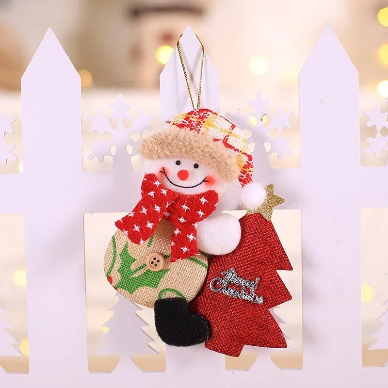Christmas Tree Plush Doll Ornaments – Santa Claus & Snowman Hanging Pendants for Festive Home Décor & Holiday Gifts