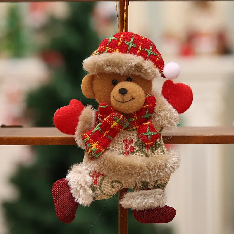 Christmas Tree Plush Doll Ornaments – Santa Claus & Snowman Hanging Pendants for Festive Home Décor & Holiday Gifts