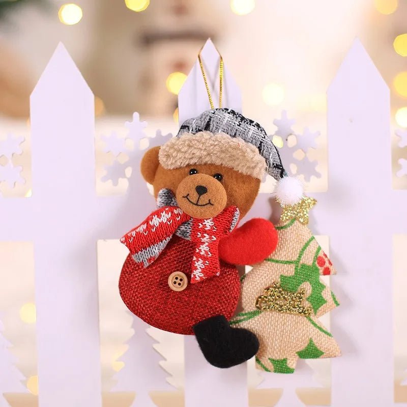 Christmas Tree Plush Doll Ornaments – Santa Claus & Snowman Hanging Pendants for Festive Home Décor & Holiday Gifts