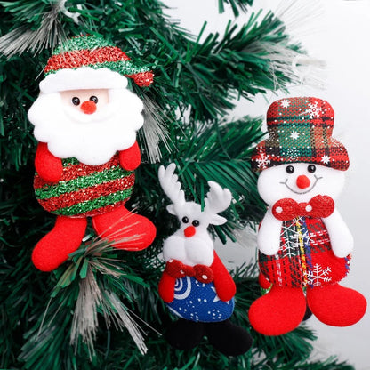 Christmas Tree Plush Doll Ornaments – Santa Claus & Snowman Hanging Pendants for Festive Home Décor & Holiday Gifts