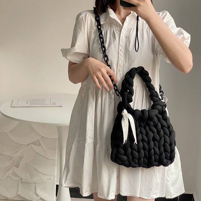 Chunky Knit Purse - Women's Handmade Woven Tote Bag