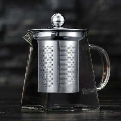 Clear Glass Teapot with Infuser – Heat-Resistant Square Kettle for Flower & Herbal Teas, Perfect Teaware for Every Sip