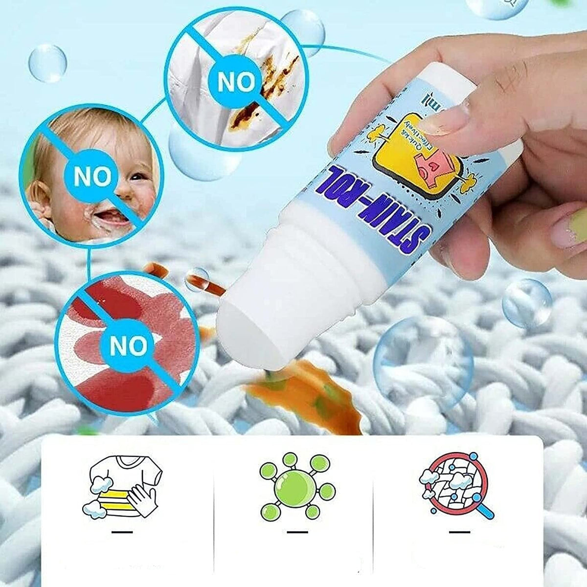 Clothing Stain Remover Roller - Stain Remover Roller-Ball Cleaner for Clothes, Ideal for Emergency Stain Removal