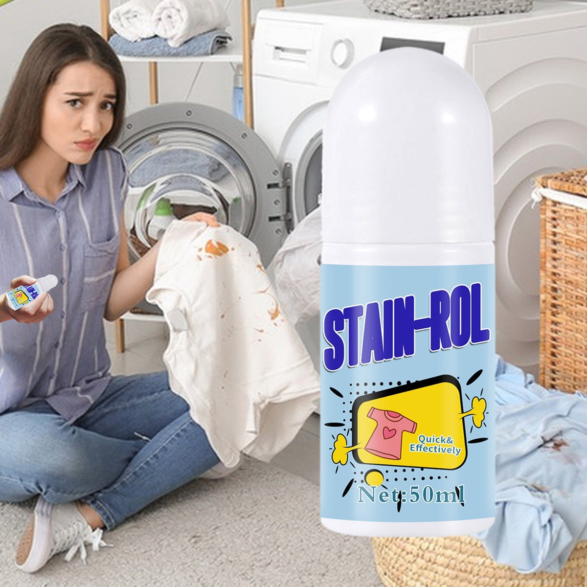 Clothing Stain Remover Roller - Stain Remover Roller-Ball Cleaner for Clothes, Ideal for Emergency Stain Removal