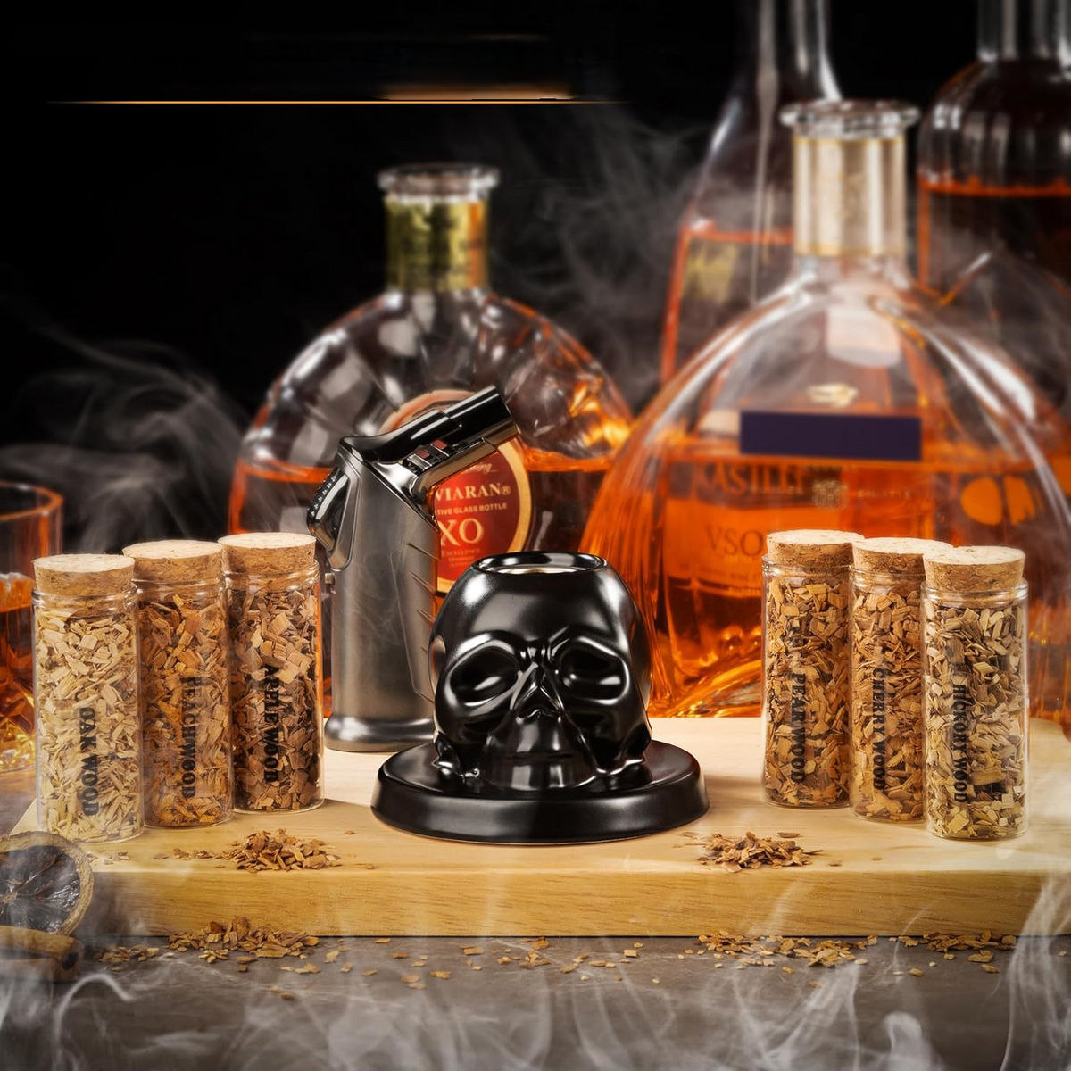 Cocktail Skull Whiskey Smoker Kit – Vintage Ceramic Cocktail Smoker for Bold & Aromatic Drinks