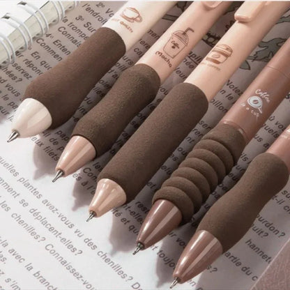 Coffee Time Gel Pens & Highlighter Set – 0.5mm Ballpoint & Rich Coffee Markers for Effortless Writing