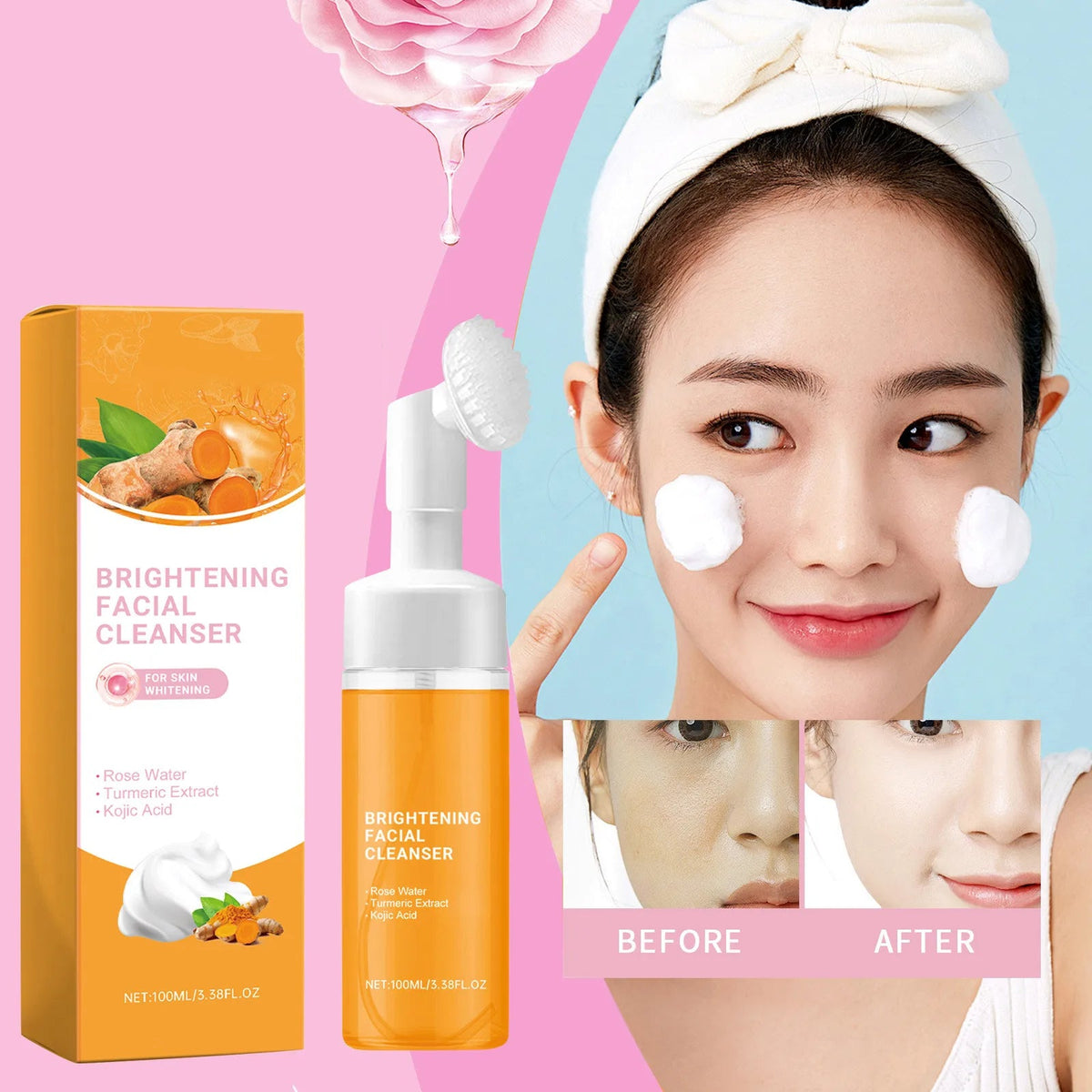 Turmeric Facial Cleanser – Gentle Daily Cleanser for Radiant, Hydrated Skin, Reduces Blemishes with Natural Plant-Based Brightening Power