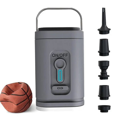 Compact Electric Air Mattress Pump – Mini Inflator with 5 Nozzles, 0.5 Psi/4500Pa Air Compressor for Effortless Inflatable Bed Setup
