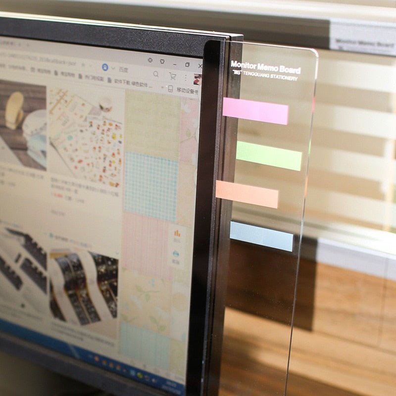 Computer Monitor Memo Board - Transparent Monitor Side Panel Creative Desktop Memo for Home/Office