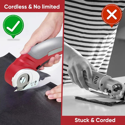 Cordless Versatile Fabric Cutter - Rotary Cutter with Self-sharpening Blade for Fabric Cloth Carpet Leather Felt