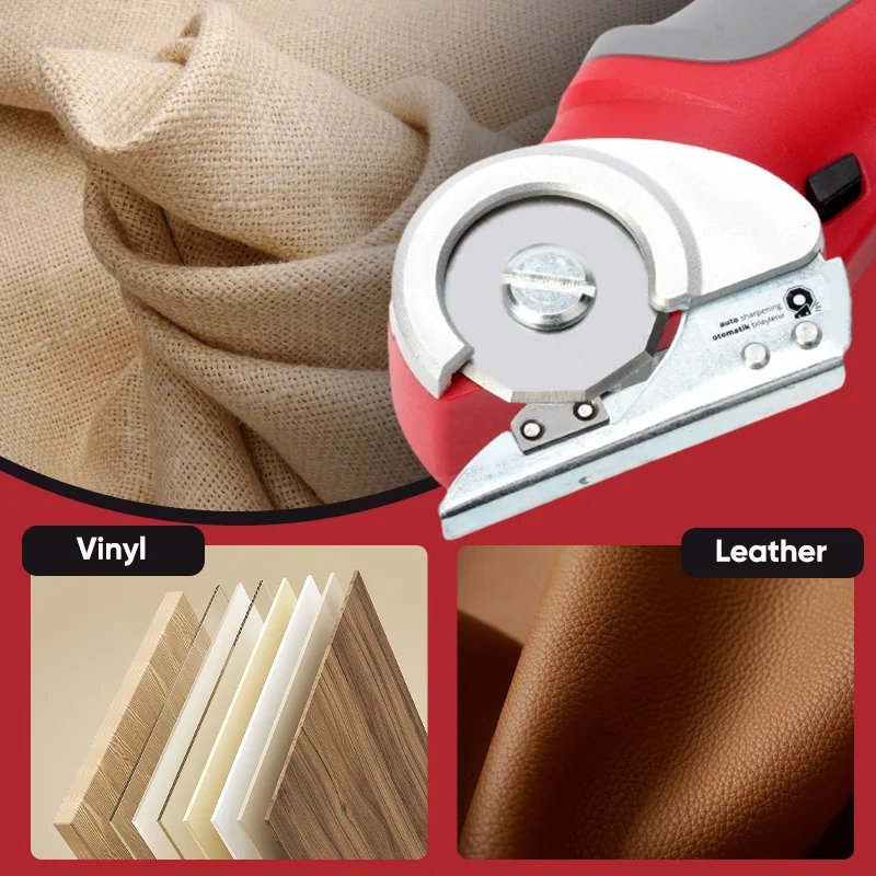 Cordless Versatile Fabric Cutter - Rotary Cutter with Self-sharpening Blade for Fabric Cloth Carpet Leather Felt