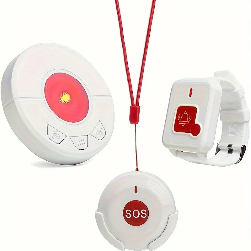 Home Alert System with Two Toilet Emergency Buttons – Elderly Disabled Pager with Plug-In Receiver for Easy Calling
