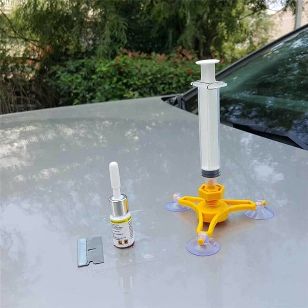 Windshield Repair Kit – Cracked Glass Repair Kit to Fix Chips, Cracks and Star-Shaped Cracks