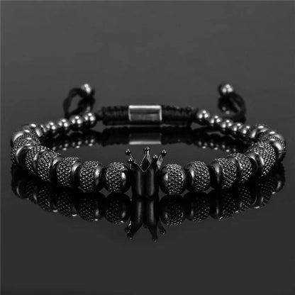 Crown Charm Bracelet – Handmade Copper Beads, Braided Royal Design for Men & Women, Perfect Jewelry Gift