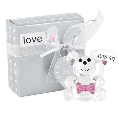 Crystal Bear Glass Rose - Glass Ornaments For Gifts, Home Decoration Accessories Perfect for Valentine's Day