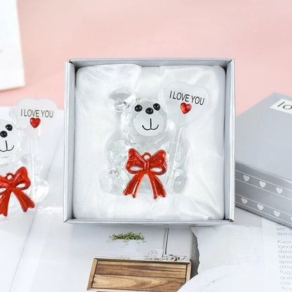 Crystal Bear Glass Rose - Glass Ornaments For Gifts, Home Decoration Accessories Perfect for Valentine's Day